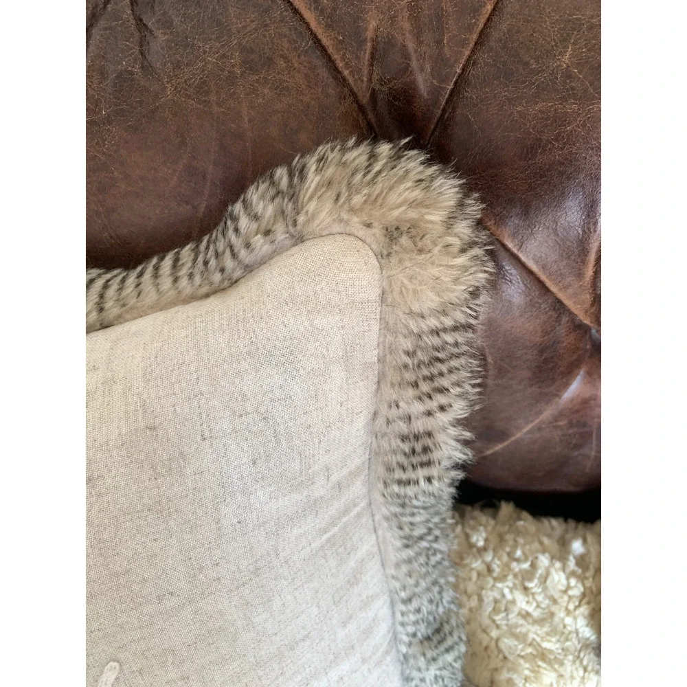 Dash Away Home Let it Snow Lumbar Pillow Faux Fur Trim Linen Blend Holiday Decor